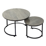 Levede Round Nesting Table Coffee Table Wood Side Table - Extra Image