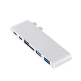 USB 3.0 Type-C HUB 6 Port Powered Adapter Silver - Low Angle