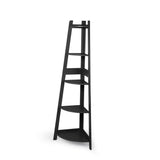 Levede 5 Tier Corner Shelf Wooden Storage Black-2006733234070753280