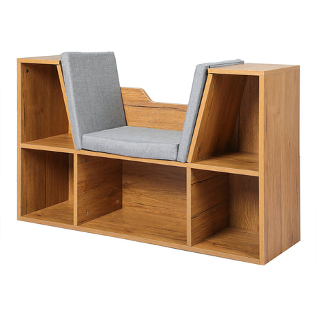 Levede Kids Bookcase Toys Box Shelf Brown-1954802614667448320