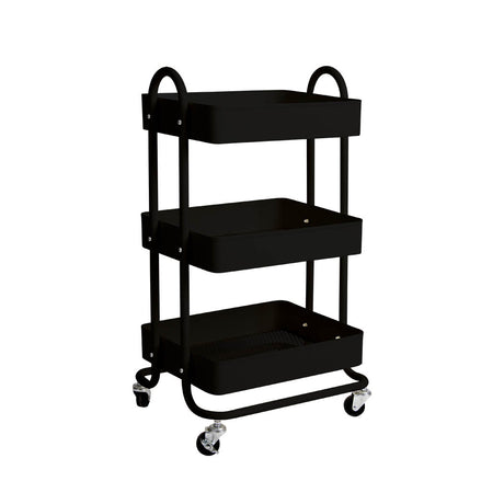 Levede 3 Tiers Kitchen Trolley Cart Black-2018816732868775936