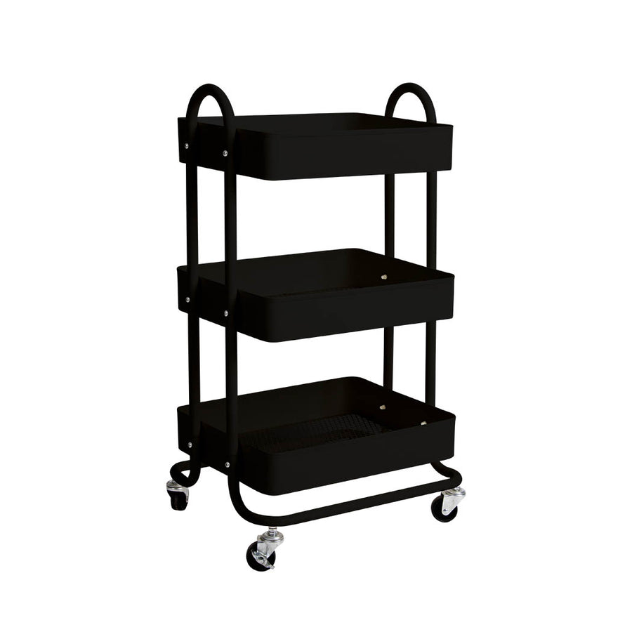 Levede 3 Tiers Kitchen Trolley Cart Black-2018816732868775936