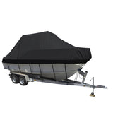 Boat Cover 12-14 FT Trailerable Weatherproof Black 14FT - Low Angle