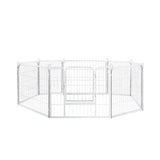 PaWz 8 Panel 24'' Pet Dog Playpen Puppy White 24 inch - Low Angle