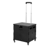 Folding Shopping Trolley Cart Portable Black - Low Angle