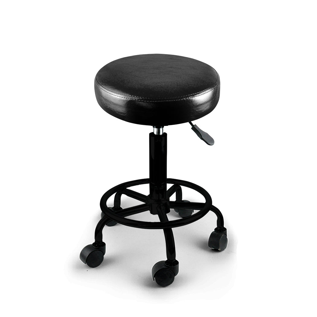 Levede Salon Stool Swivel Bar Stools Black with Black Stand-1954802612826148864