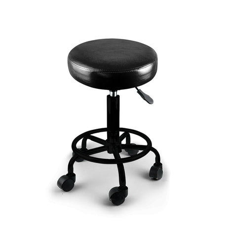 Levede Salon Stool Swivel Bar Stools Black with Black Stand-1954802612826148864