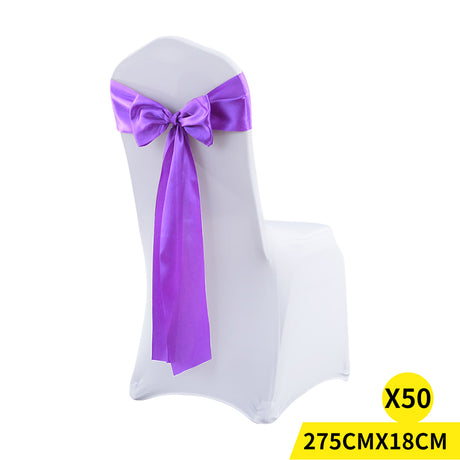 50x Satin Chair Sashes Cloth Cover Wedding Lavender-2018816776787333120