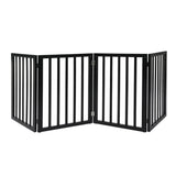 PaWz 4 Panels Wooden Pet Gate Dog Fence Black 600x 3MM-2018816800749391872