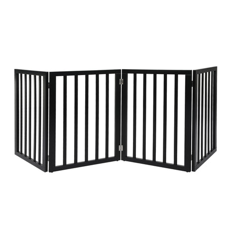 PaWz 4 Panels Wooden Pet Gate Dog Fence Black 600x 3MM-2018816800749391872