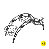 2X Plant Stand Outdoor Indoor Metal Black-2006732927077060608