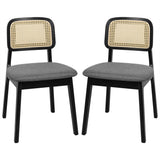 Levede 2x Dining Chair Wood Rattan Armless Black-2006732686818938880