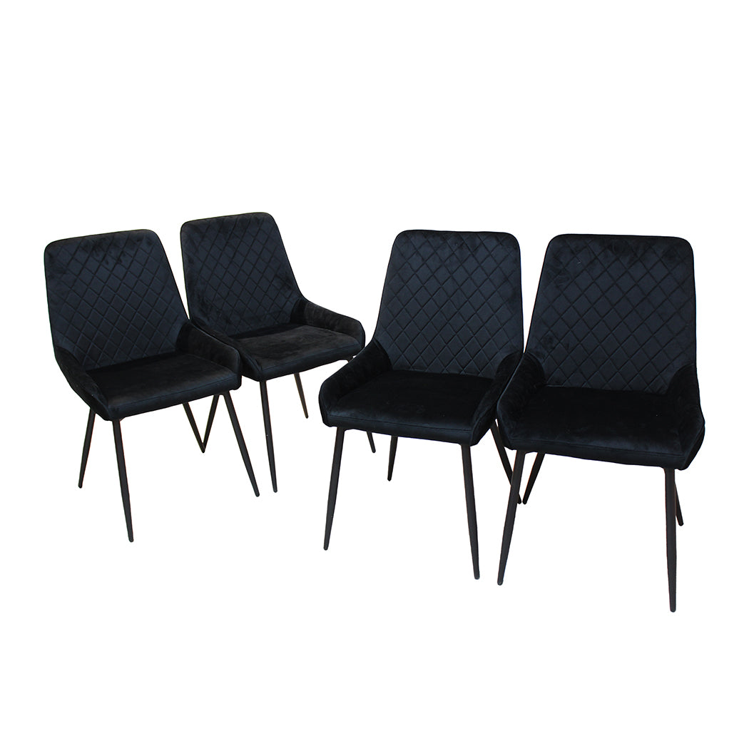 Dining Chairs x 4 Padded Seat Soft Velvet-2006732734030024704
