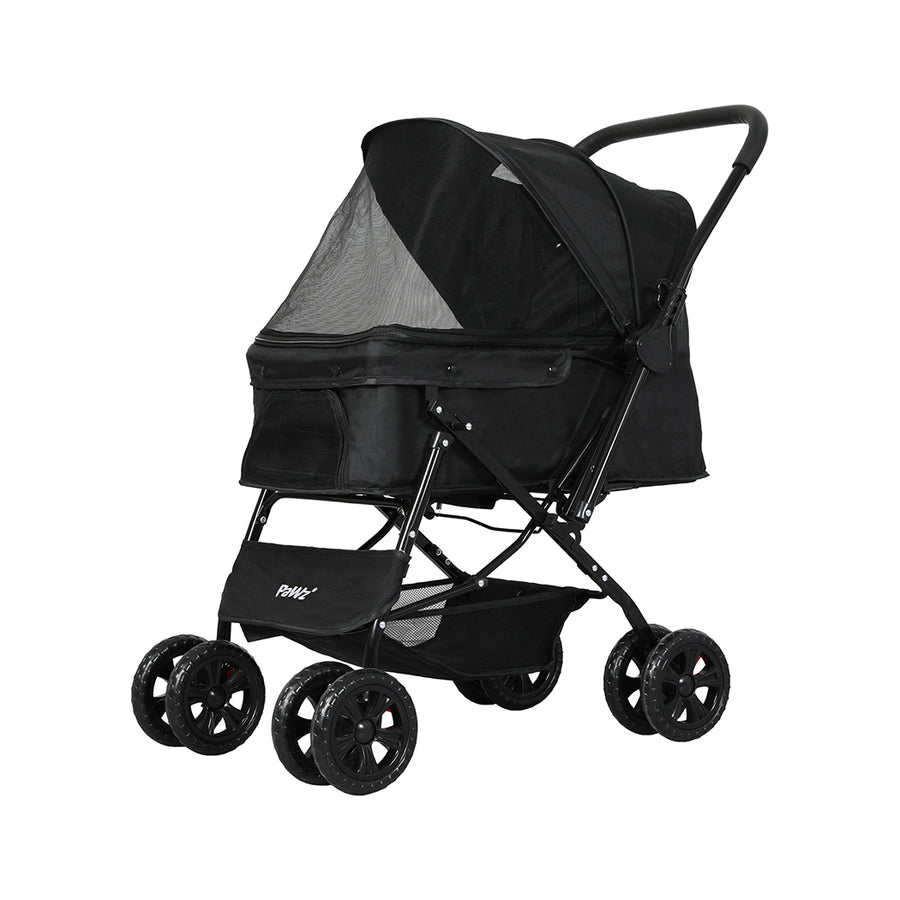 PaWz Pet Stroller Dog Cat Carrier Foldable Black-2006733031766888448
