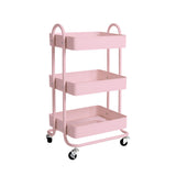 Levede 3 Tiers Kitchen Trolley Cart Pink-2018816727663644672