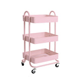 Levede 3 Tiers Kitchen Trolley Cart Pink - Extra Image
