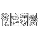 Yezi Metal Wall Art 4Pcs Floral Minimalist Line Decor - Extra Image