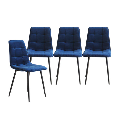 Levede 4x Dining Chairs Kitchen Velvet Blue-1954802984198213633