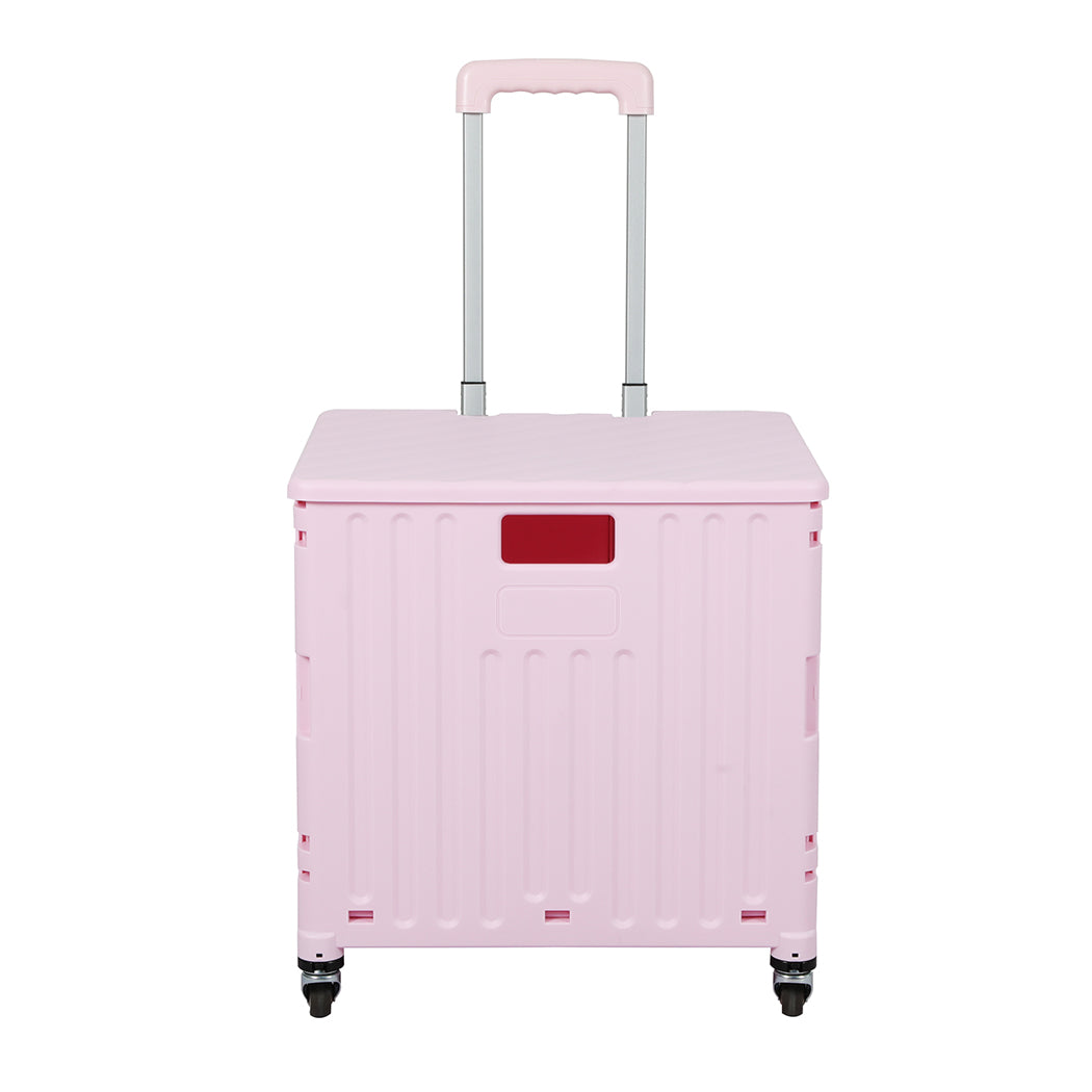 Folding Shopping Trolley Cart Portable Pink-2006733034535129089