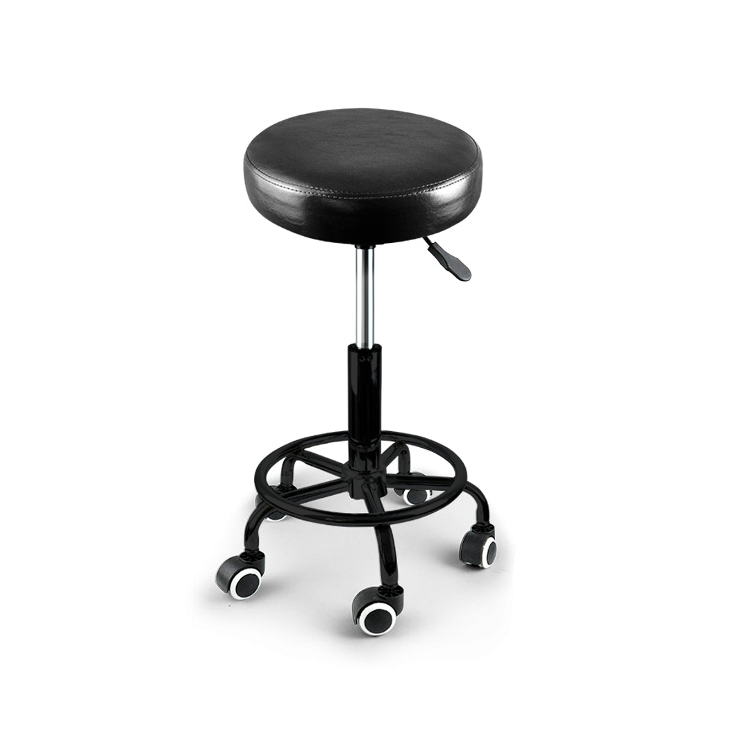 Levede Salon Stool Swivel Bar Stools Black with Black Stand-1954802612826148865