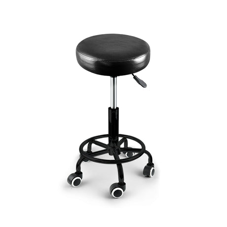 Levede Salon Stool Swivel Bar Stools Black with Black Stand-1954802612826148865