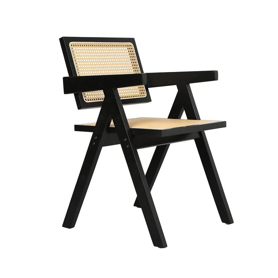 Levede 4x Black Wicker Armchair Dining Chair-2018816912166883329