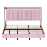 Levede King Floating Bed Frame LED Headboard USB Pink-2006732795224920065