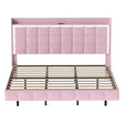 Levede King Floating Bed Frame LED Headboard USB Pink-2006732795224920065