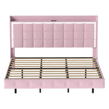 Levede King Floating Bed Frame LED Headboard USB Pink