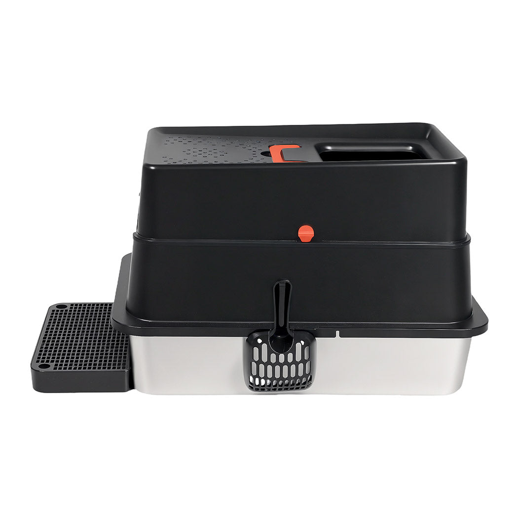 Pawz Stainless Steel Large Enclosed Cat Litter Box-2011971128926539777