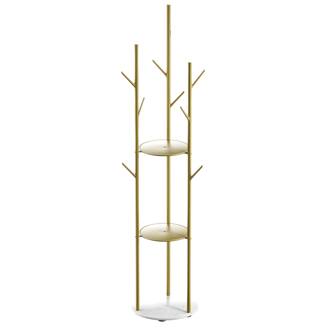Levede Coat Rack Clothes Stand 8 Hook Organizer Gold-2018816841975205889