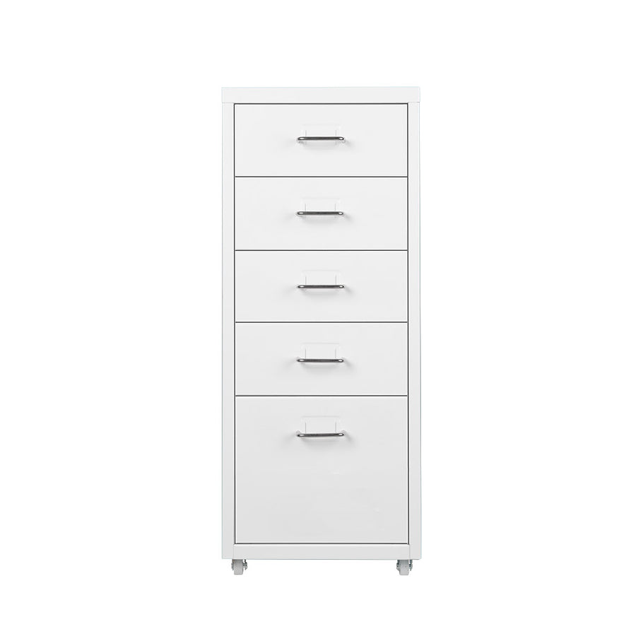 Levede 5 Drawer Office Cabinet Drawers White-2006733174390001665