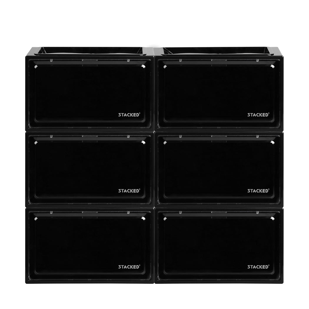 Stacked Shoe Box Acrylic Sneaker Display 6PC Black-2018816656914124801