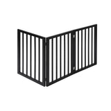 PaWz 3 Panels Wooden Pet Gate Dog Fence Black 139CM