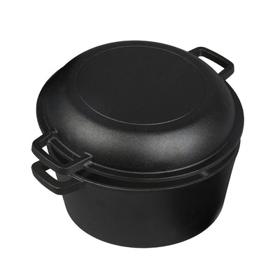 Toque 5.84L Double Dutch Oven 2 in 1 Cast Iron Pan