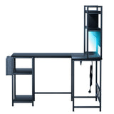 Levede L Shaped Gaming Desk with LED Lights Black