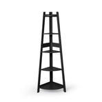 Levede 5 Tier Corner Shelf Wooden Storage Black-2006733234070753281