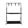 Levede Foldable Camping Storage Shelves 2 Layer with Hooks Black-2018816784416772097