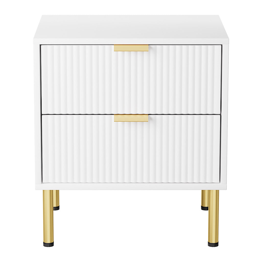 Levede Bedside Table with 2 Drawers White Metal Legs-2006732897205227521