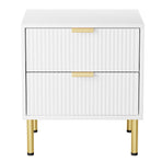 Levede Bedside Table with 2 Drawers White Metal Legs-2006732897205227521