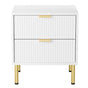 Levede Bedside Table with 2 Drawers White Metal Legs