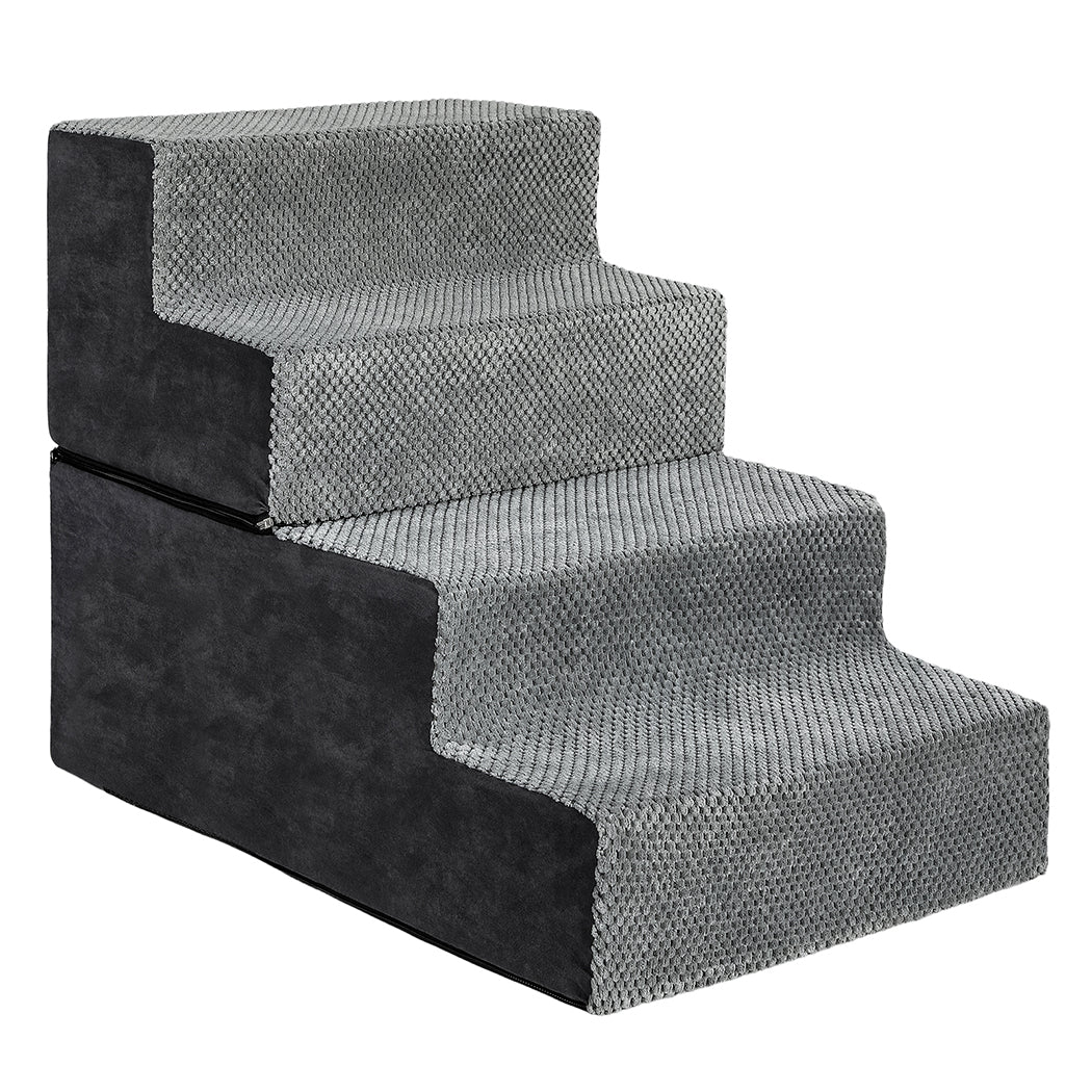 Pawz 4 Steps Pet Stairs Dog Ramp High Density Foam Grey-2006732767437656065