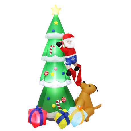 Santaco Inflatable Christmas 2.4M Xmas Tree Santa Claus-1952534170358124545