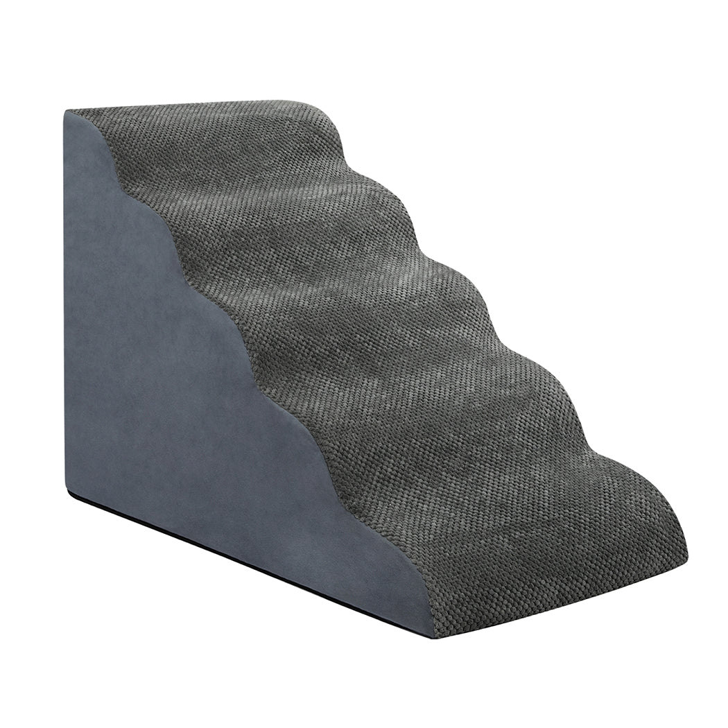 Pawz 5 Steps Pet Stairs Dog Ramp High Density Foam Grey-2006732707526217729