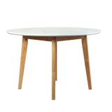 Levede Dining Table Round Rubberwood Base 120cm White 120 CM-2018816940402937857