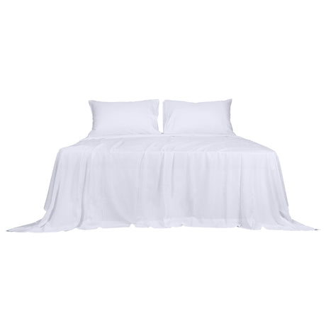 Dreamz 4pcs Double Size 100% Bamboo Bed Sheet Set in White Colour-1954802919341690881