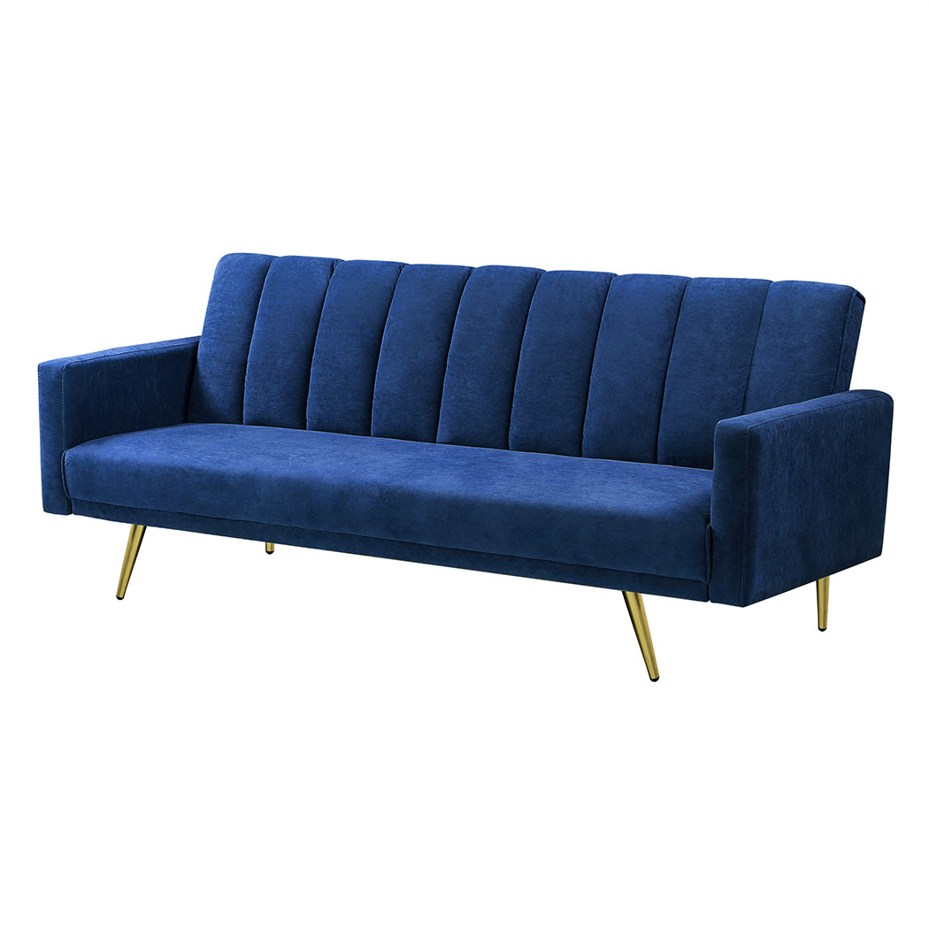 Levede Sofa Bed Convertible Velvet Lounge Recliner Couch Sleeper 3 Seater Blue-1954802342377426945