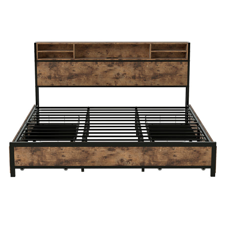 Levede King Bed Frame Industrial Storage LED Charing-2011971104339529729