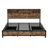 Levede King Bed Frame Industrial Storage LED Charing
