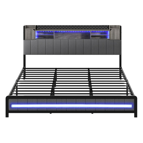 Levede King Bed Frame with Storage Headboard RGB LED-2011971105136447489